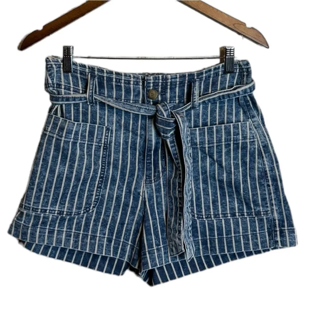 American Eagle Blue and White Striped Denim Shorts size 10